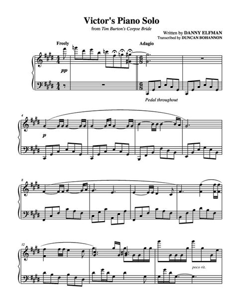 Victor S Piano Solo Free Sheet Music By Corpse Bride Pianoshelf