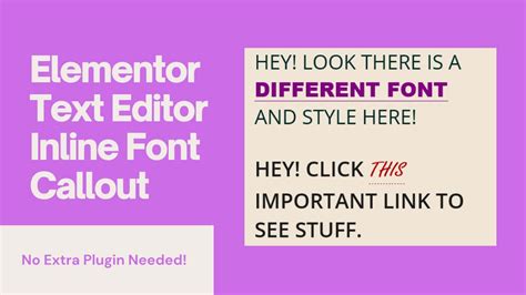 Elementor Text Editor Inline Font Callout YouTube