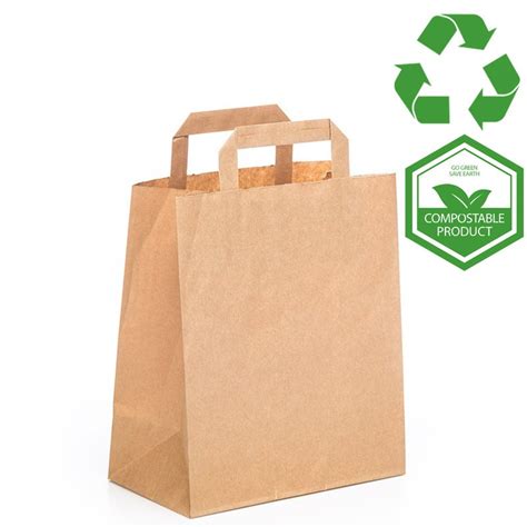 Small Brown Sos Kraft Flat Handle Paper Bags Glopack