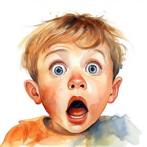 Premium Photo | Watercolor Clipart of Surprised Child Face