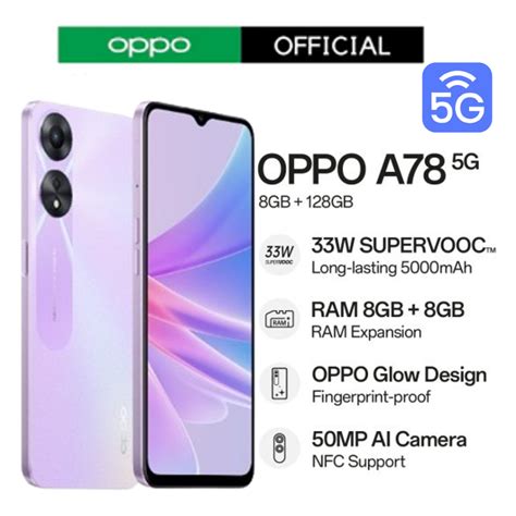 Oppo A78 5g Smartphone 8gb Ram 256gb Rom33w Supervooc50mp Ai Dual