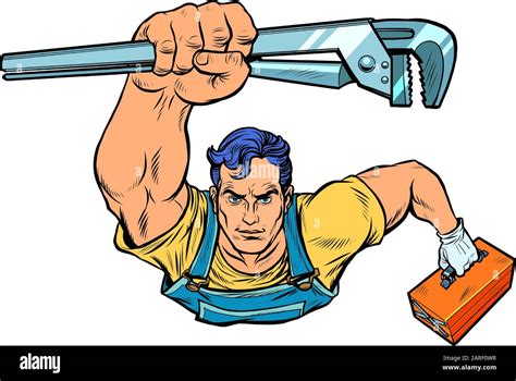 A Repairman With An Adjustable Wrench Stock Vector Image Art Alamy