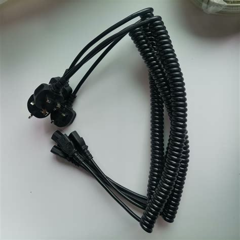 Customized Cable Coiled Spiral Wire Coiled Spring Spiral Cable Power Cord Uk Male Plug Iec 320