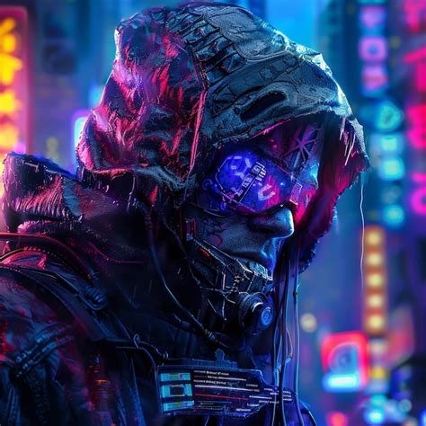 Dark And Gritty Cyberpunk Hacker Premium Ai Generated Image