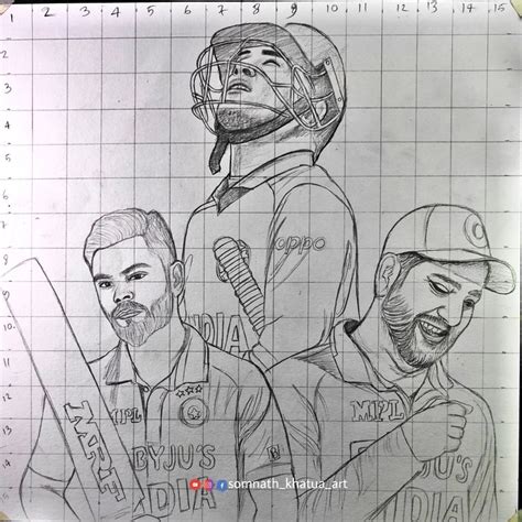 ms dhoni rohit sharma  virat kohli  captain   frame outline