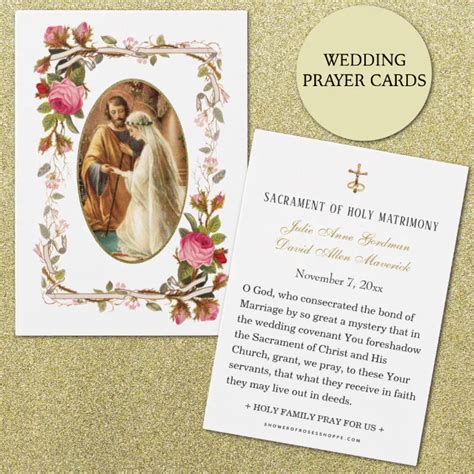 Pink Roses Catholic Wedding Prayer Card Zazzle