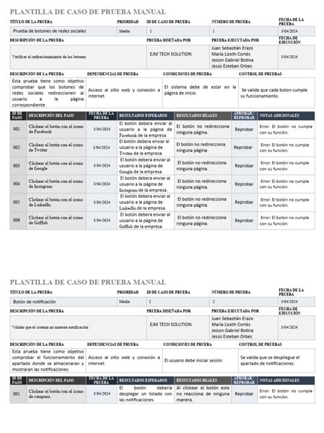 Plantilla De Caso De Prueba Manual Descargar Gratis Pdf Internet Ciberespacio