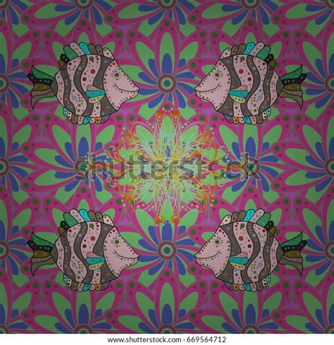 Cute Fabric Texture On Colored Background Stock Illustration 669564712