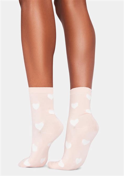 Heart Print Ankle Socks Pink Dolls Kill