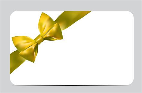 Blank Gift Card Template with Yellow Bow and Ribbon. Vector ...