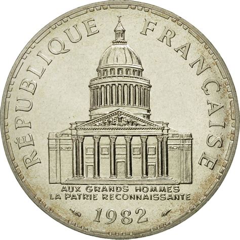 454455 Monnaie France Panthéon 100 Francs 1982 Paris FDC Argent