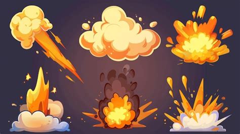 Premium Photo | Fire animation with smoke clouds Cartoon explosion bomb ...