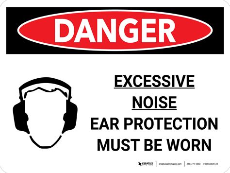 Danger Ppe Excessive Noise Ear Protection Landscape With Graphic