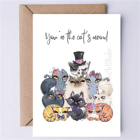 PRINTABLE Cat Thank You Card Cat Quote You're the Cat's Meow Digital ...