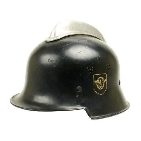 Original German Wwii M1934 Fire Police Helmet With Aluminum Comb