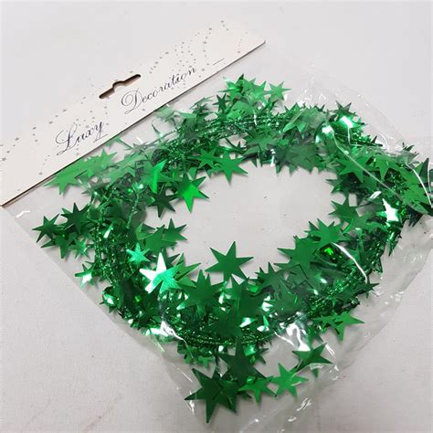 Christmas Star Garland Green 200cm - Desflora