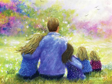 Father Four Daughters Garden Painting By Vickie Wade Fine Art America