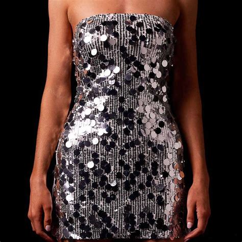 Silver Sequin Strapless Dress Sparkly Tube Top Mini Dress Victray