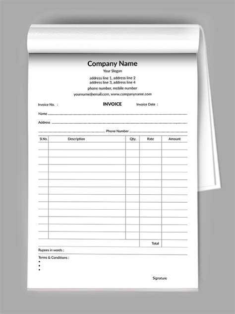 Bill Book Invoice Designs