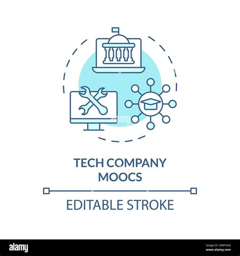 Blue Thin Linear Icon Tech Company Moocs Concept Stock Vector Image And Art Alamy