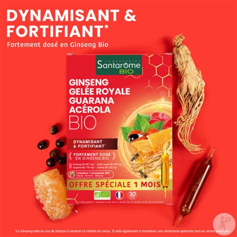 Santarome Compl Ment Alimentaire Ginseng Gel E Royale Guarana Ac Rola