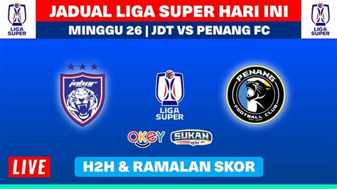 Jadual Perlawanan Liga Super Hari Ini JDT Vs Penang FC H2H