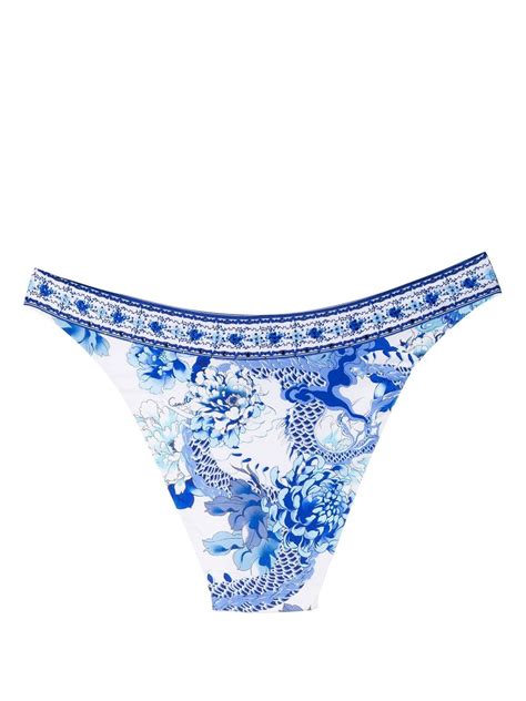 Camilla Crystal Embellished Dragon Print Bikini Bottoms Farfetch