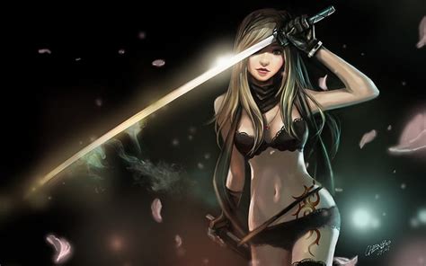 Hd Wallpaper Anime Bra Fantasy Girls S Katana Panties Sabre Sexy Anime Wallpaper Flare