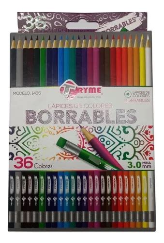 Lápices Escolares Borrables Colores Vivos 36 Pzs Tryme MercadoLibre