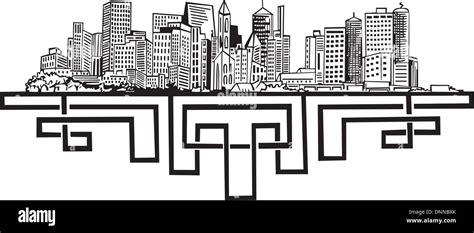 New York Skyline. Black and white vector illustration EPS 8 Stock ...