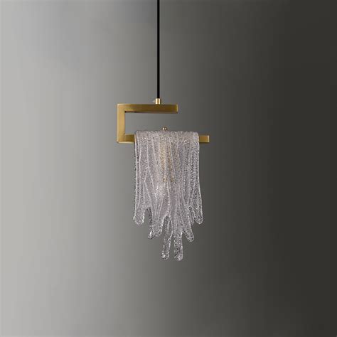 Modern Gold Pendant Light Light Glass Waterfall For Bedroom And