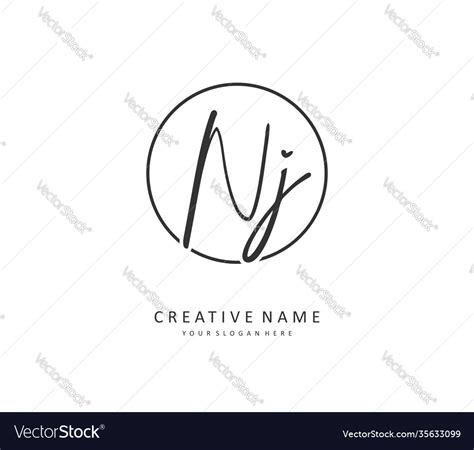 Nj Initial Letter Handwriting And Signature Logo Vector Image