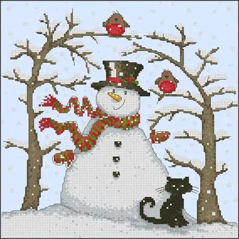 Snowman Free Cross Stitch Pattern Cross Stitch Club