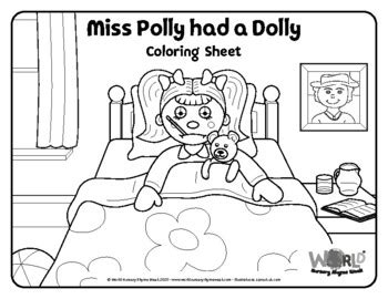 Coloring In Sheet Nursery Rhyme Miss Polly Had A Dolly Us Eng