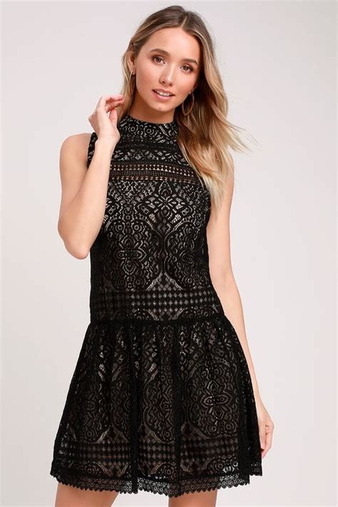 Belrose Black And Nude Lace Mini Dress White Lace Skater Dress Lace Mini Dress Mini Dress