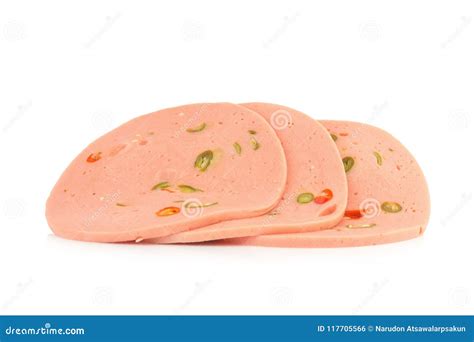 Bologna Sausage Spicy Isolated On White Background Stock Photo Image