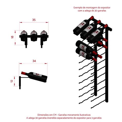 Adega Suporte De Parede Para 33 Garrafas De Vinho Expositor