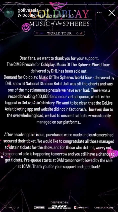 Coldplay Malaysia On Twitter Statement From Golive Utk Cimb