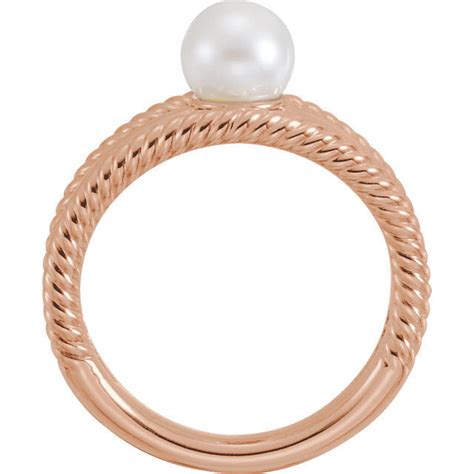 Süßwasser Kultivierte Negatives Weltall Seil Perle Ring IN 14K Rose