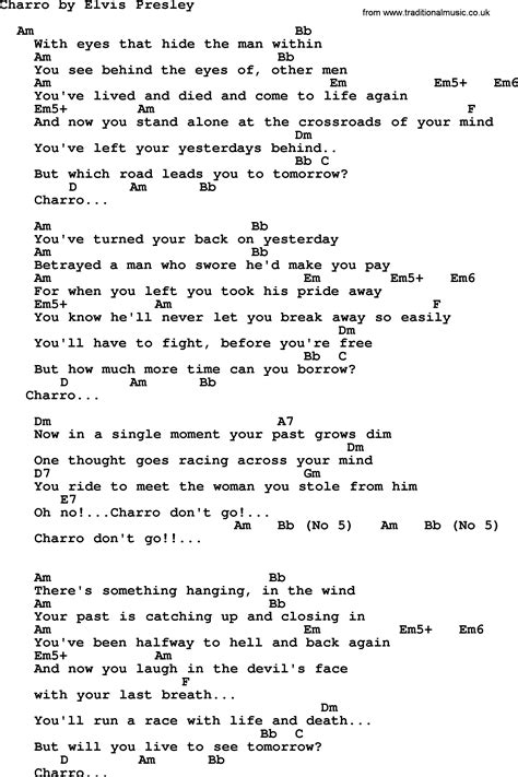 Charro By Elvis Presley Lyrics And Chords