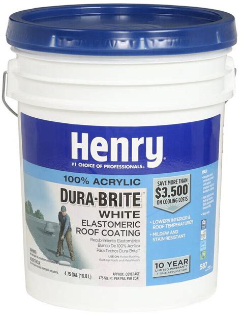 Henry Elastomeric Roof Coating 4 75 Gal 587 100 Acrylic Dura Brite