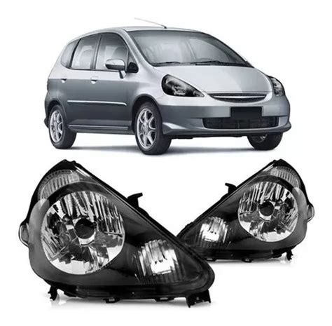 Par Farol Honda Fit 2004 2005 2006 2007 2008 Mascara Negra