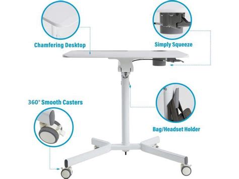 Mobile Sit Stand Desk Height Adjustable Standing Laptop Desk Cart