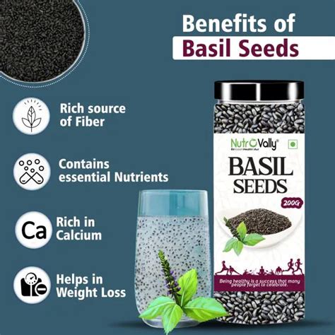 Nutrovally Raw Basil Seeds Sabja Seeds Rich In Vitamins And Minerals With Omega 3 Diet Food