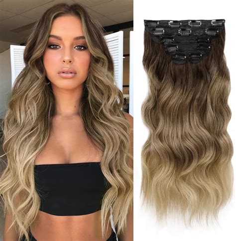 Amazon Fliace Hair Extensions Clip Ins Pcs Wavy Extensions