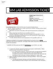 Summer Russo Ticket Docx Summer Sim Lab Admission Ticket