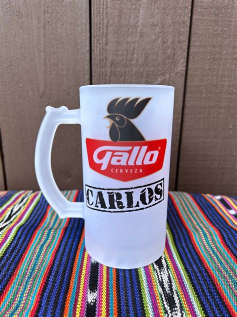 Frosted Beer Mug, Gallo Cerveza, Chapin. Guatemala, Guatemalteco, Personalized, Custom ...