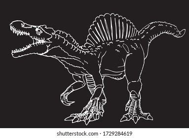 Vektor Stok Vector Handdrawn Sketch Spinosaurus Isolated On Tanpa