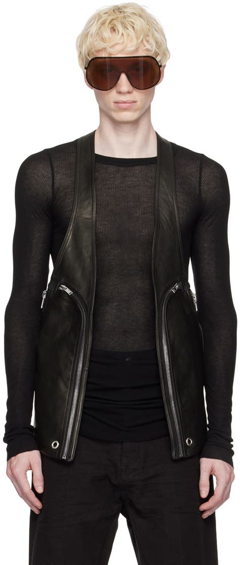 Rick Owens Veste Bauhaus Noire En Cuir SSENSE France