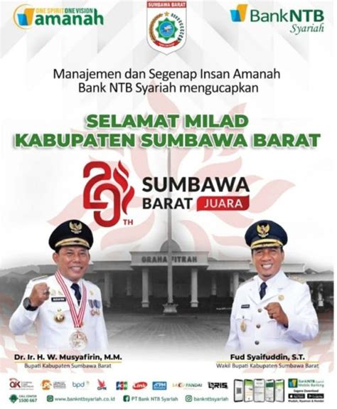 Bank NTB Syariah Mengucapkan Milad Selamat Kabupaten Sumbawa Barat Ke